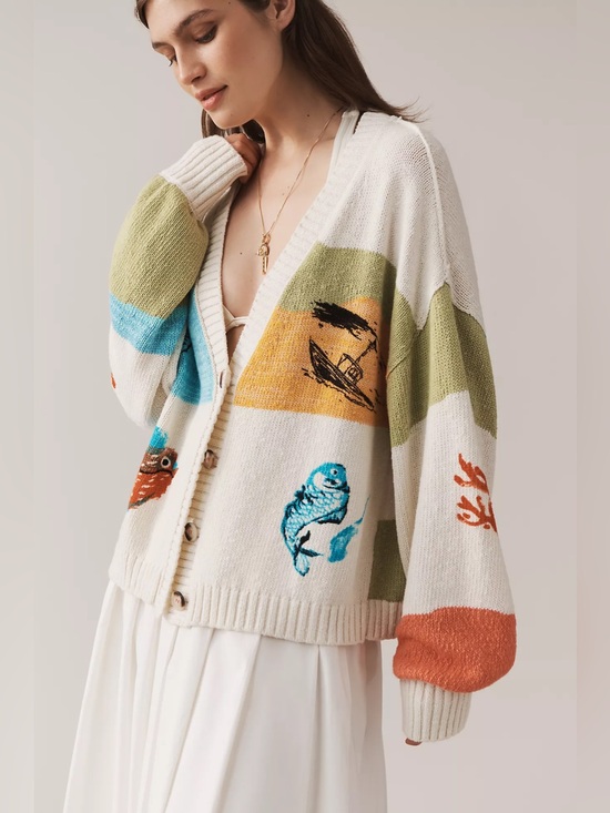 Pilcro Sweaters - New Anthropologie Pilcro Icon Graphic Cardigan Sweater Size M